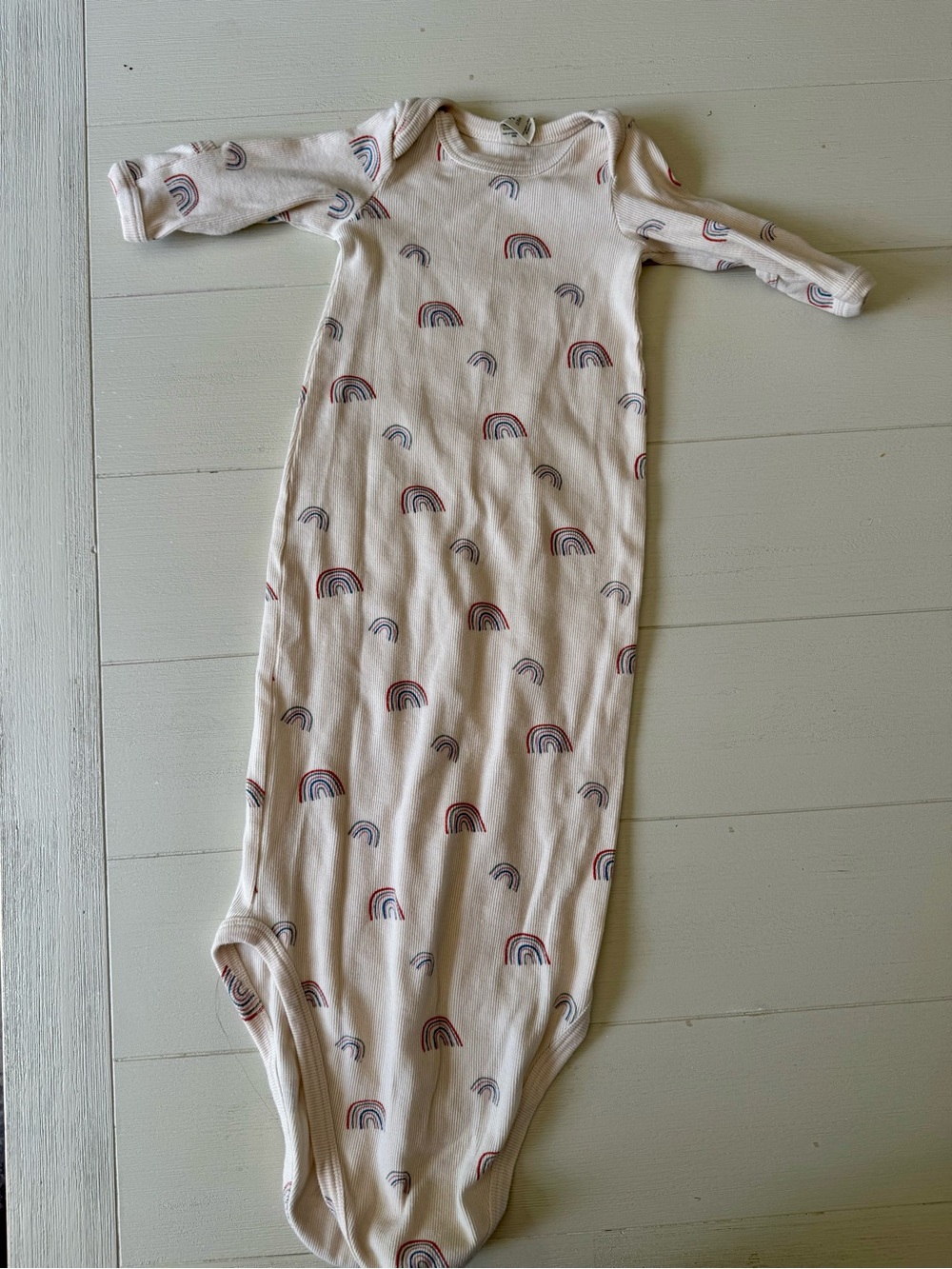 kate quinn Cream Infant Gown with Rainbow Print